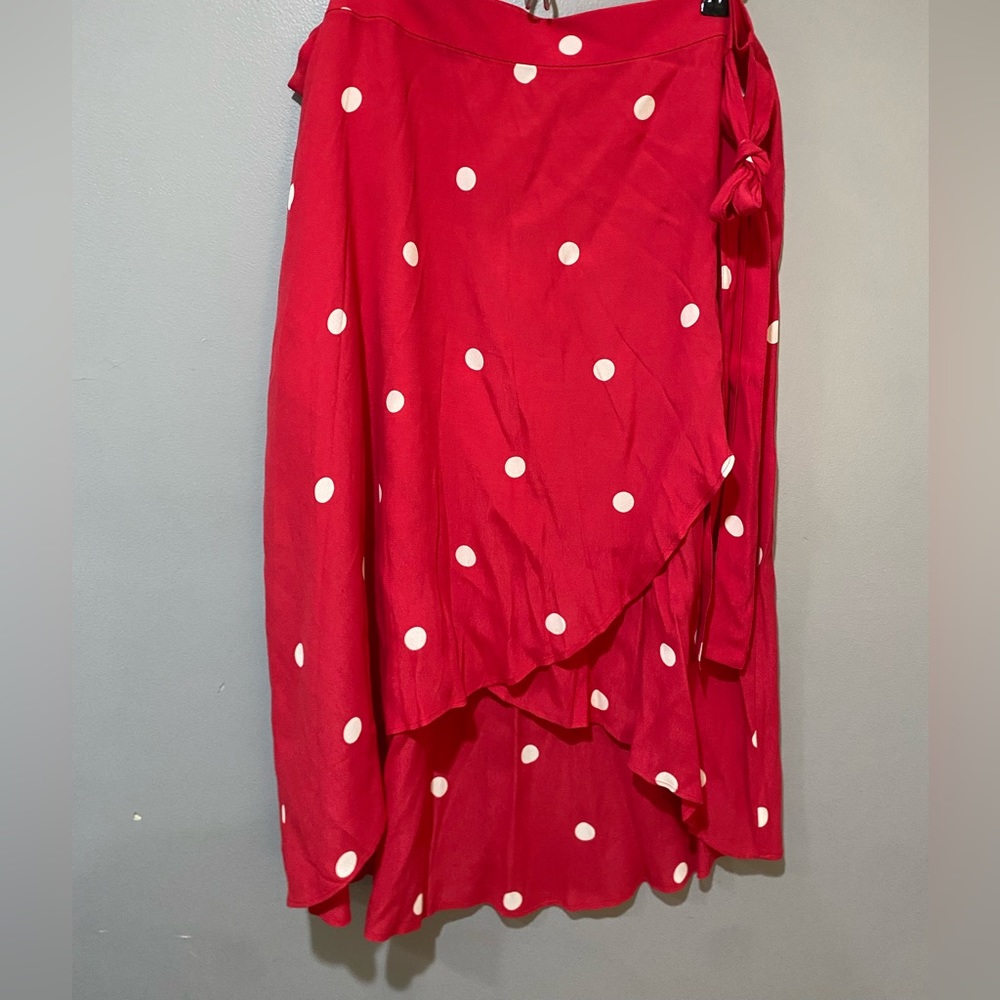 LOFT Plus Wrap Skirt- Red with White Polka Dots - size 20